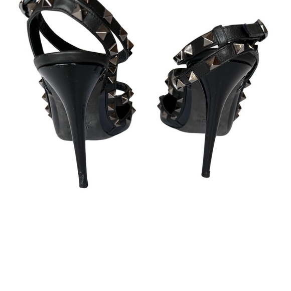 Valentino Garavani Rockstud T-strap Black Patent Leather Pumps Size 11 (… - Picture 3 of 13